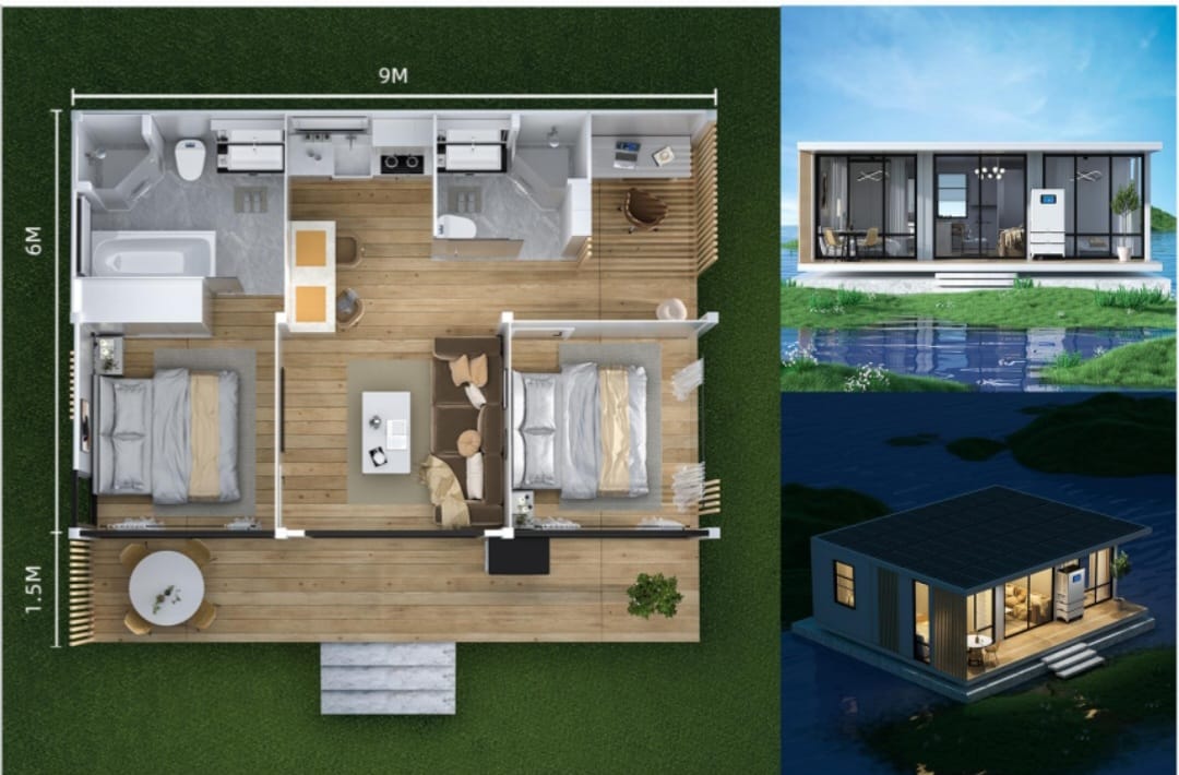 ΠΤΥΣΣΟΜΕΝΟ ΣΠΙΤΙ. εύκολη τοποθέτηση, μεταφορά και επιλογή επίπλωσης + εξαρτήματα όπως ηλιακά πάνελ και μονάδα ερκοντίσιον