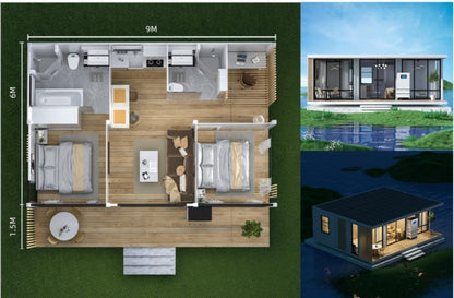 ΠΤΥΣΣΟΜΕΝΟ ΣΠΙΤΙ. εύκολη τοποθέτηση, μεταφορά και επιλογή επίπλωσης + εξαρτήματα όπως ηλιακά πάνελ και μονάδα ερκοντίσιον