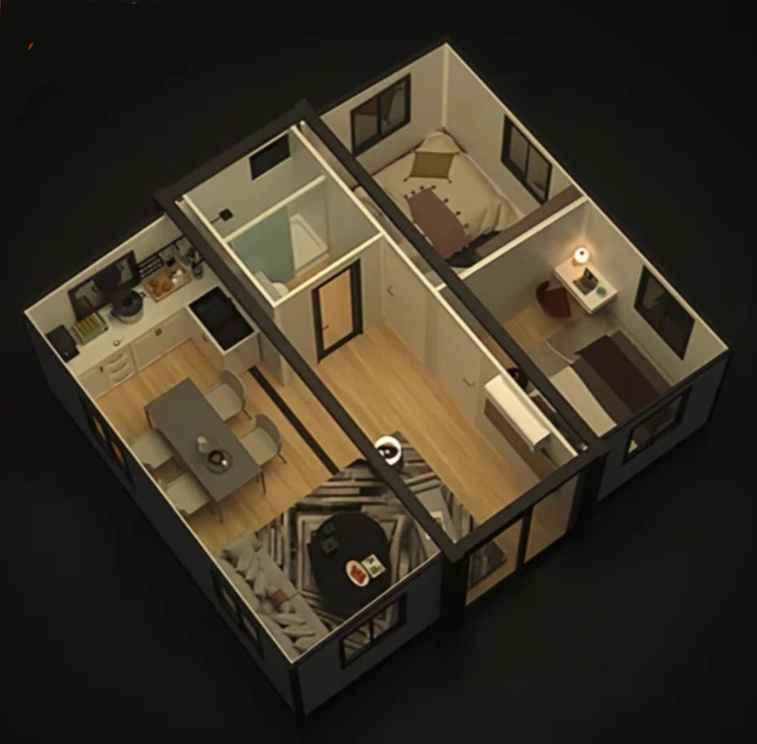 ΠΤΥΣΟΜΕΝΟ ΣΠΙΤΙ. Ερχεται σε δυο εκδοχες σε 73τμ η 35τμ, μεταφερεται και τοποθετειται ευκολα, επισης υπαρχει και επιλογη επίπλωσης