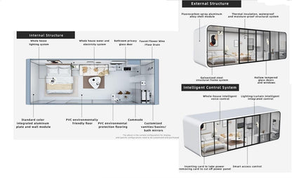 Capsule house design with night light and comes in 3 sizes. With or without furnichure