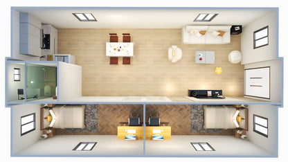 Capsule house design with night light and comes in 3 sizes. With or without furnichure